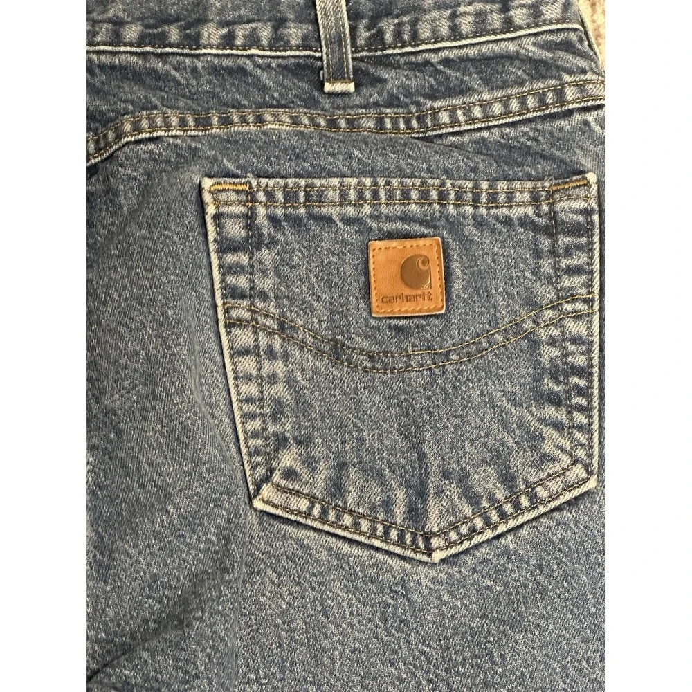 Vintage Carhartt Flannel Lined Jeans Men 35x34 B172 DST Blue Denim Workwear